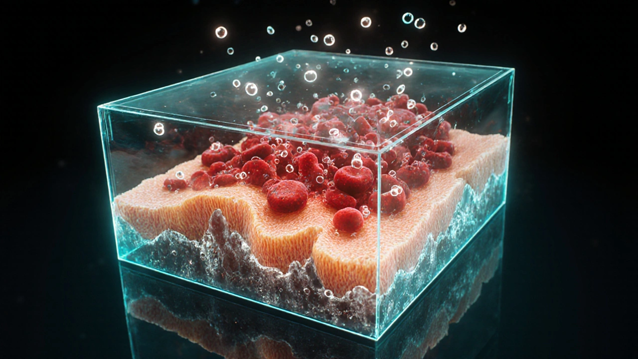 Vnitřní pohled na buňky pod vlivem magnetického pole s zvýšeným krevním oběhem.