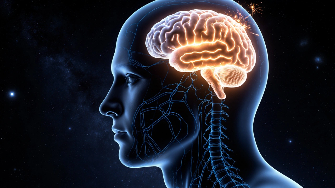 Tělo v siluetě s vnitřním zářením ketonů a spalováním tuků.