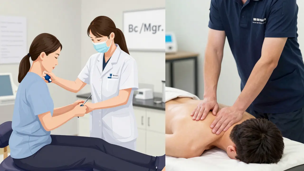 Porovnání kvalifikovaného fyzioterapeuta a nekvalifikované osoby v klinickém a neklinickém prostředí.