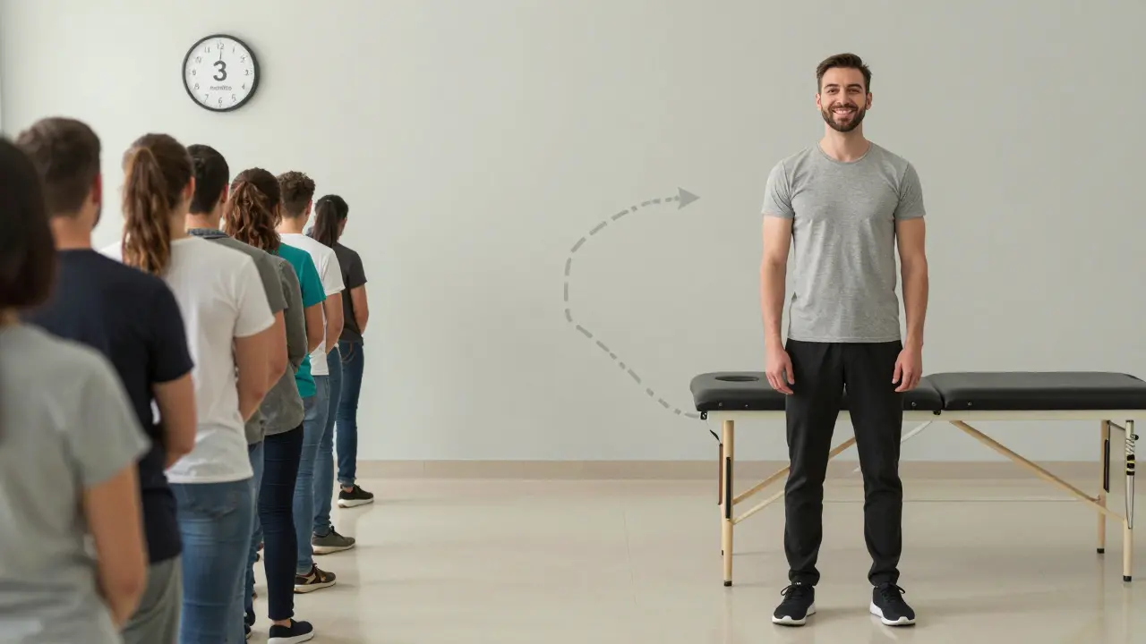 Porovnání čekání na ortopeda a rychlé léčby u fyzioterapeuta.