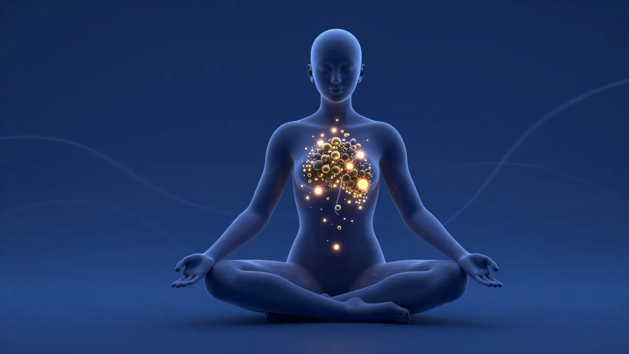 Konceptuální zobrazení buněčné regenerace a autofagie v lidském těle.