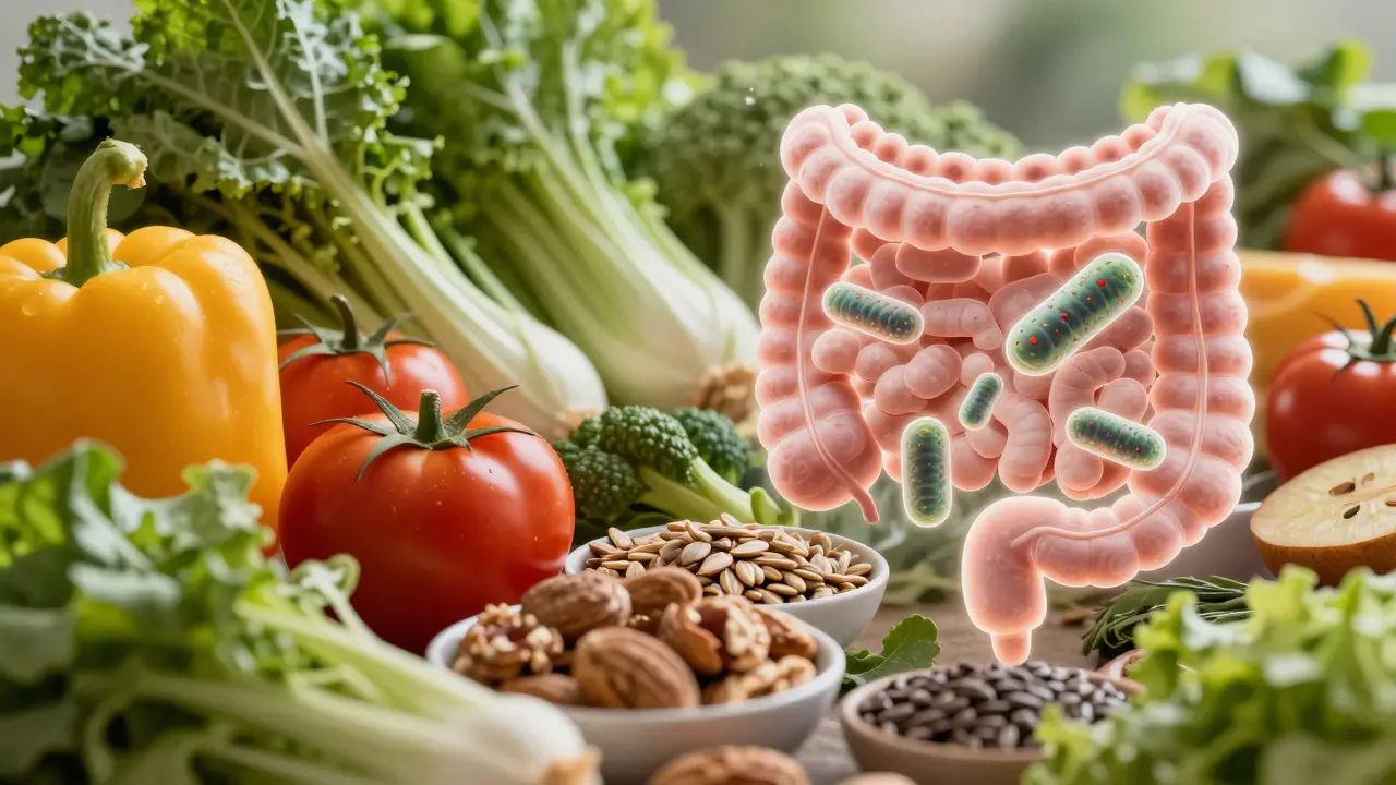Čerstvé lokální potraviny a vizualizace střevního mikrobiomu