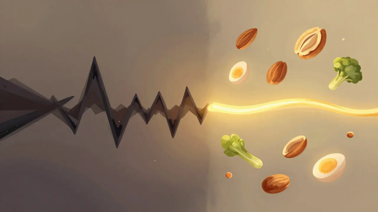 Konceptuální umění stabilní energie versus cukrový propad