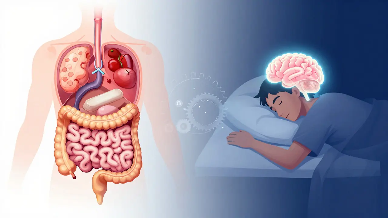 Ilustrace trávení a spánku podle biologických hodin