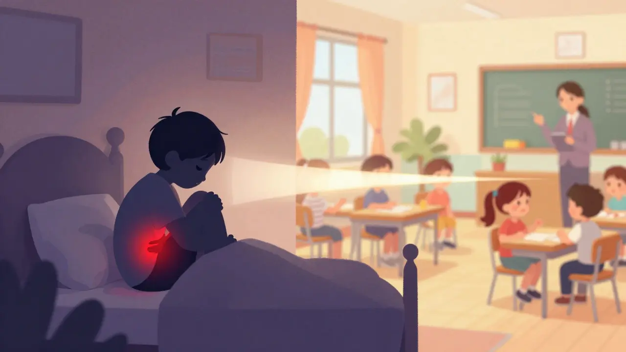 Ilustrace strachu ze školy a cesty k bezpečí